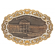 Магнит из бересты Ижевск Президентский дворец фигурный ажур2 золото